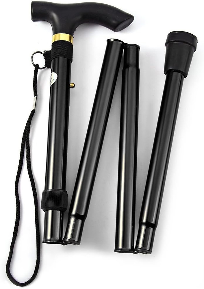 Folding Lightweight Walking Stick – Adjustable Aluminum Metal Collapsible Travel