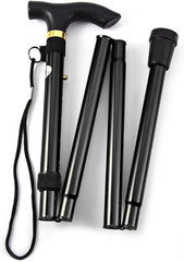 Folding Lightweight Walking Stick – Adjustable Aluminum Metal Collapsible Travel