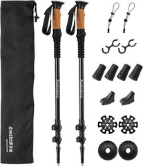 Carbon Fiber Trekking Poles Lightweight Collapsible Hiking Poles W/ Cork Grips