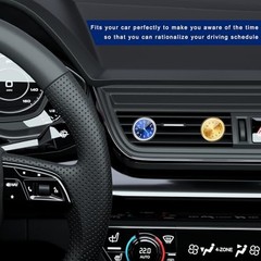 2PCS Stick on Dashboard Car Clock, Mini Luminous Automotive Vent Blue+golden