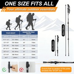 2X Trekking Poles Walking Hiking Sticks Adjustable Anti-shock Nordic Alpenstock