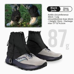 For Outdoor Hiking Ankle Gaiters with Adjustable Drawstring and Hook Fastener