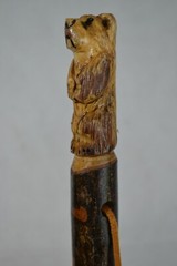 Bear Carved in Dark Wood Walking Stick, Hand Carved Staff, Made in the USA