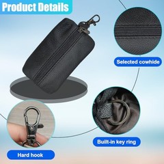 Leather Car Key Case Holder, Auto Smart Key Fob Protector Pouch with Black