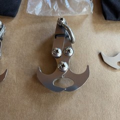 2 Stainless Steel 4-Claw Folding Hook – Hiking, Camping, Backpack Fix – New