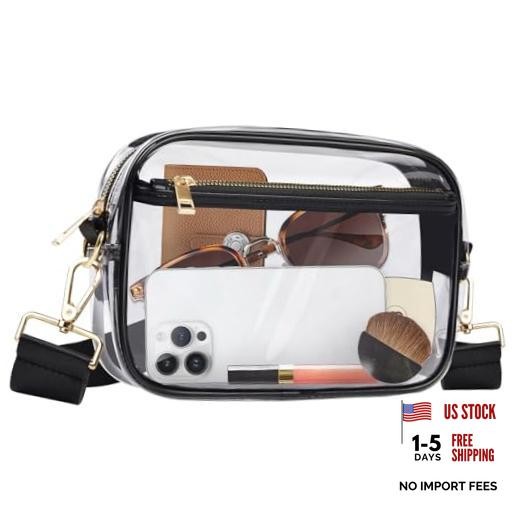 Clear Bag Stadium Approved, Clear Crossbody Bag Purses for women for Black