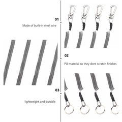 6Pcs Retractable Elastic Fishing Ropes Key Chains with PU Steel Wire