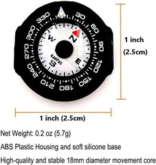 Mini Button Map Compass with Turnable Bezel for Watchband Every Day Carry