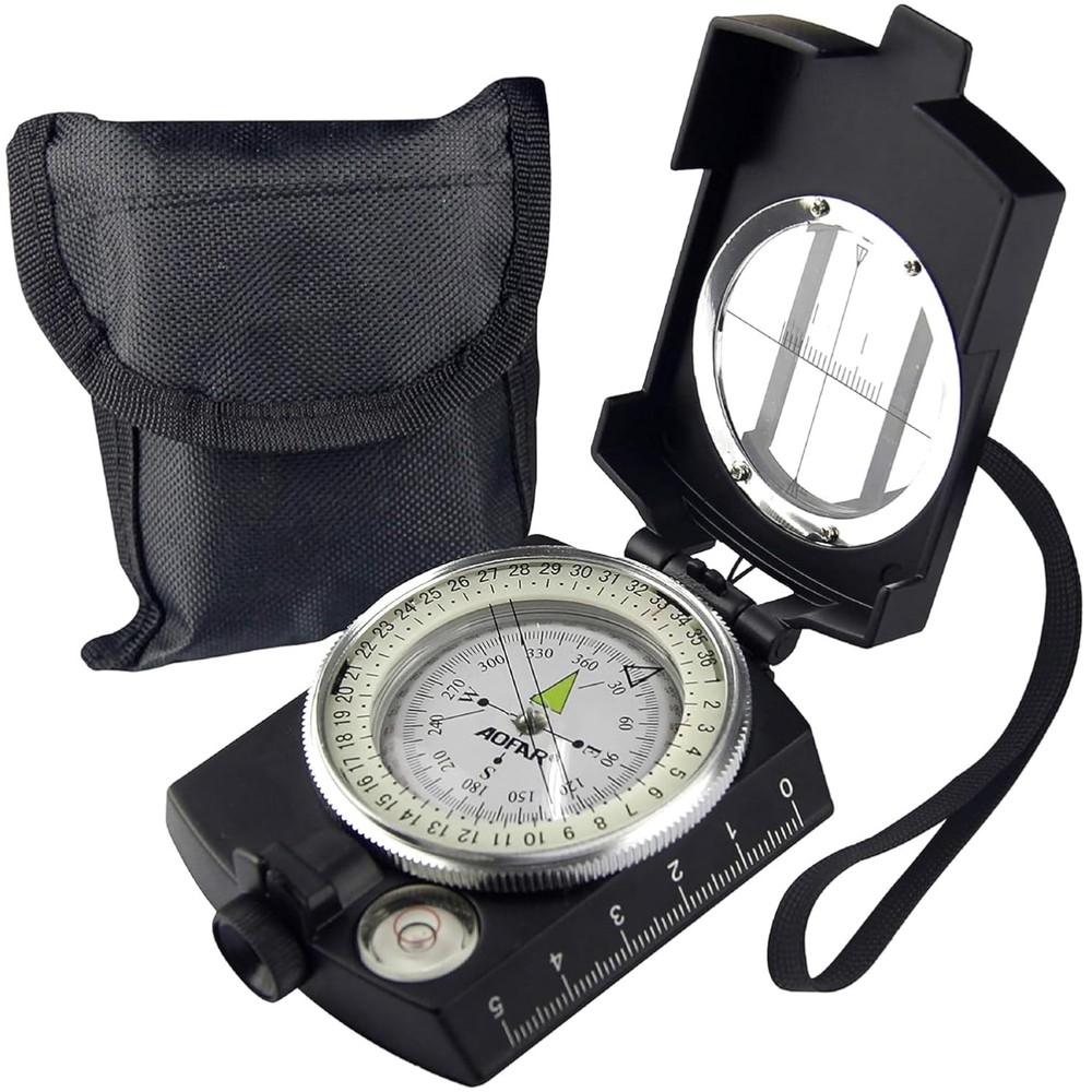 Precision AF-4580 Lensatic Compass with Map Measurer & Durable Waterproof Pouch