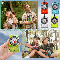 16 Pcs Orienteering Compass Acrylic Hiking Compass with Rope for Navigation