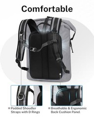 Waterproof Ultralight TPU Backpack Roll Top Dry Bag, Kayaking | Back 35L Grey