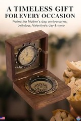 Vintage-Inspired Brass Sundial Compass with Rosewood Box – Nautical Decor Gift