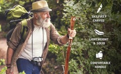 Carved Walking Stick with Animal Head – Lightweight and Strong Wooden Treckking