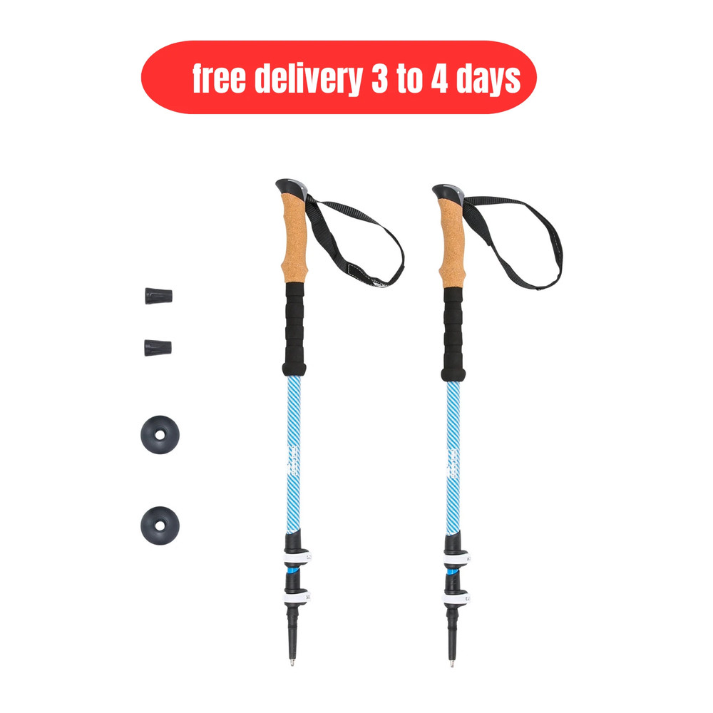 Lightweight Carbon Fiber Adjustable Quick Lock Trekking Poles with Cork Grip – 2