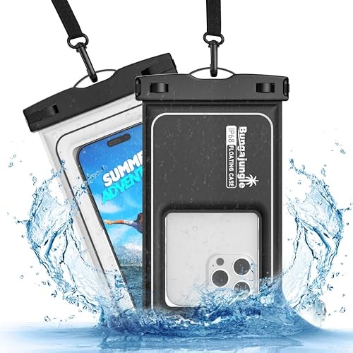 Waterproof Phone Pouch – 2 Pack IP68 Floating Waterproof Regular White & Black