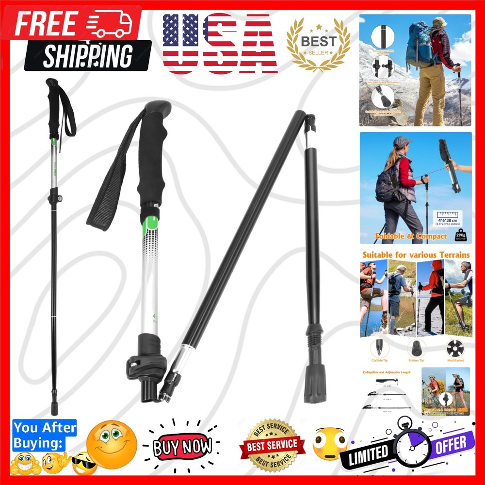 Travel Folding Trekking Hiking Pole with Carrying Case,Collapsible Cane Adjus…