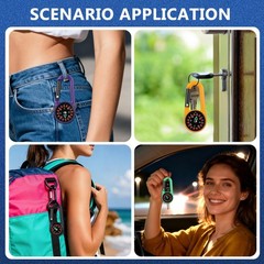 24pcs Metal Carabiner Compass Mini Pocket ClipOn Keychain for Outdoor Hiking Ca