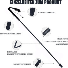 5-Section Carbon Fiber Trekking Poles, Lightweight and Durable 2-Pack, Foldable,