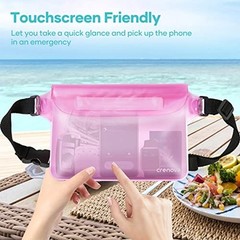Waterproof Pouch IP68 Beach Accessories Fanny Pack with Waist Pink & Clear