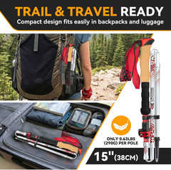 Collapsible Trekking Poles for Hiking – Lightweight Adjustable Aluminum Folding