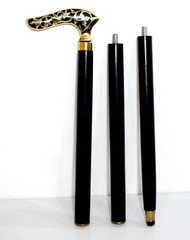 Luxuriously Crafted Wooden Walking Stick w/ Stunning Brass Handle – Black Matte
