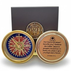 Lord’s Path Compass – 2.3″ Inch Diameter, 0.55″ Thick, Shiny Gold