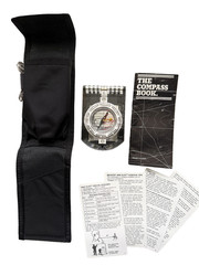Vintage 1983 Brunton 8040G Elite Mirrored Sighting Compass USA Made w/ Pouch