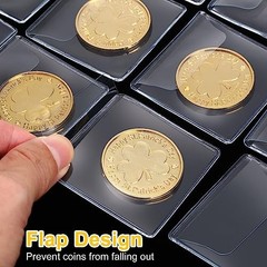50 Pcs 2.2 x Single Pocket Coin Sleeves Collector Individual 2.2 Inches Square