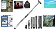 G2 Tactical Hiking Stick – 5-Section Adjustable Trekking Poles with Survival Kit