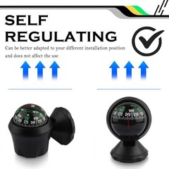Compass for Car with Bottom Stick Car Compass Ball,Adjustible and Night Vision