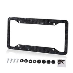 Fashion Handmade 4 Holes Black Crystal License Plate Frames,Premium US