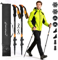 Lightweight Aluminum Collapsible Trekking Poles for Hiking, 2 Pack