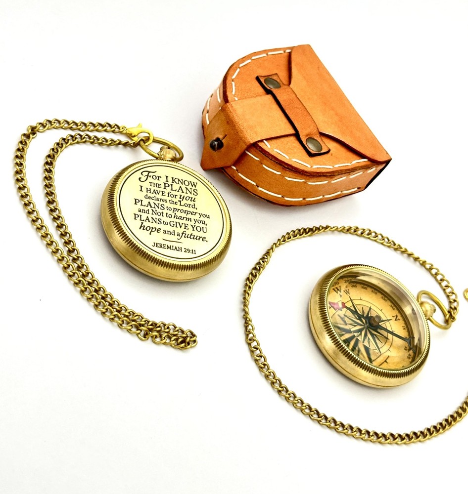 Jeremiah 2911 Brass Engraved Compass Christian First Communion Baptism Gift