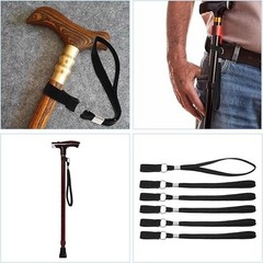 JIEYAO 6Pcs Walking Cane Wrist Strap Replacement Black Elastic Trekking Pole