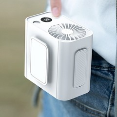 3600mAh Portable Waist Fan with Flashlight and 4 Speed Natural Wind Modes