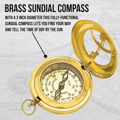 Brass Compass Sundial | Velvet Lined Display Box | Sundial With Roman Numerals