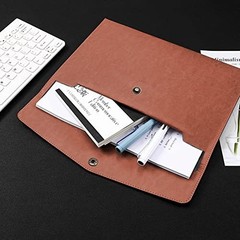 1 Piece PU Leather File Folders A4 Document Holder File Envelope Brown