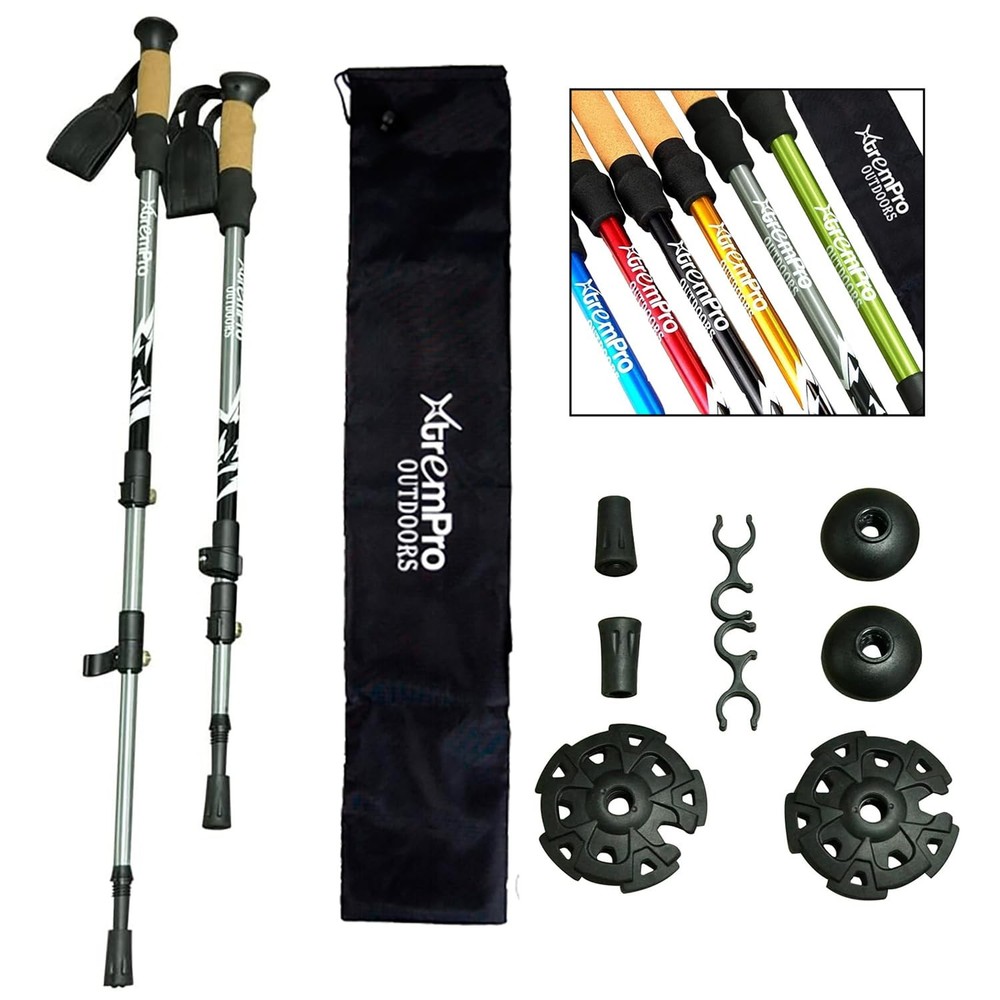 2 Pcs Trekking Poles,Aluminum Lightweight Collapsible Hiking Poles for Women,…