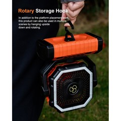USB Powered Camping Fan Light with Remote 4 Wind Speeds for Fishing Gear