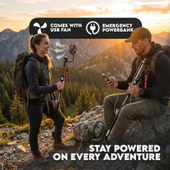 Survival Walking Stick with Dual LED Light & Emergency Power Bank – Collapsible