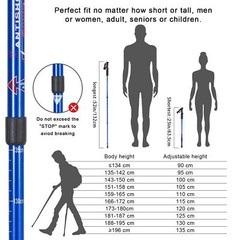 Trekking Poles 2 Pack Shock Absorbing Adjustable Collapsible All Terrain