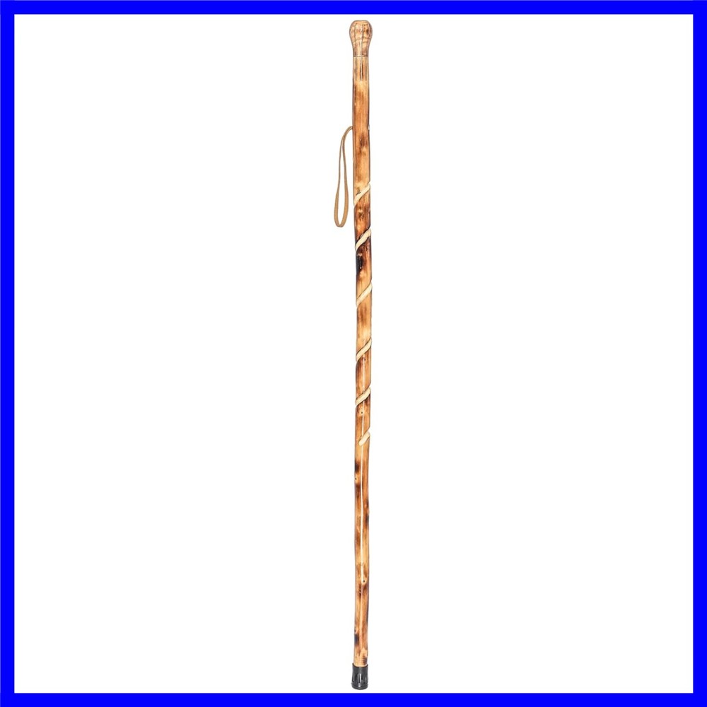Big Ball Head Twisted Style Wooden Walking Stick for Hiking with Compass Natu…