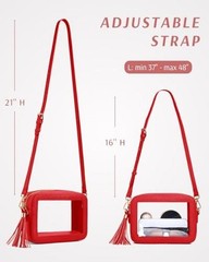 Clear Bag for Stadium Events, Clear Purse Stadium Approved Crossbody Bag Red