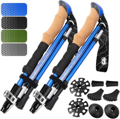 Premium Foldable Hiking Poles by USA Brand – Adjustable, Lightweight Trekking Po