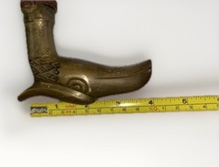 VINTAGE BRASS EAGLE HEAD WALKING CANE HANDLE WITH WOODEN STICK 36” TALL