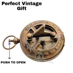 Brass Sundial Compass Vintage Pocket Style Nautical Antique Gift MEGNATICCOMPASS