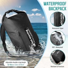 Dry Bag Waterproof Backpack for Women Men/20L Roll Top Dry Bags for 10L Black