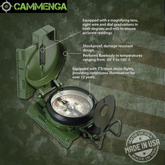 Compass Military Grade Phosphorescent – Lensatic Compass Shock, Sand, and Waterp