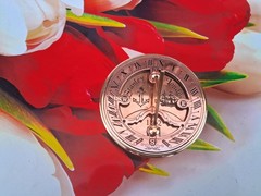 Solid Brass Sundial Compass With Engraved Sundial Compass Item.