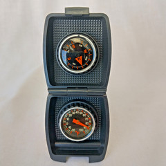 Vintage Sharp Compass/Thermo, Pocket Size Black Plastic -Made in Japan